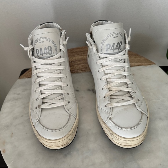 P448 Skate High Top white Leather ShoesWomen’s size 39 fits 8.5-9US